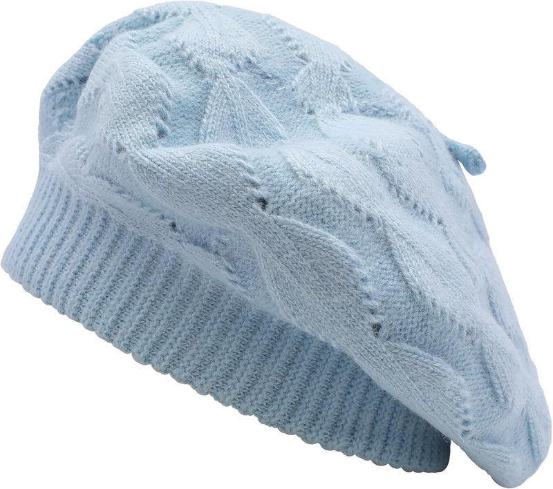 ZLYC French Beret hat, Reversible Solid Color Knit Warm Beret Cap for Womens Girls - Image 1